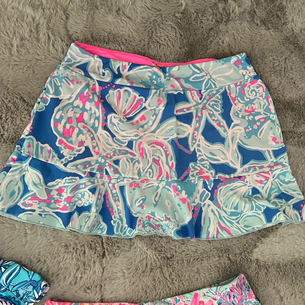 EUC Lilly Pulitzer Luxletic Skort Starfish Seashells Blue and Pink Small